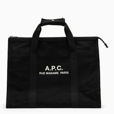 A.P.C. Black Cotton Shopping Bag With Logo Men