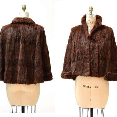 Vintage Fur Stole jacket Brown Vintage Fur Cape Caplet Brown Auburn// 1930s 40s Brown Vintage Fur Cape Stole Jacket 