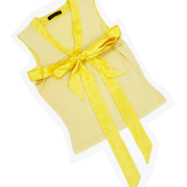 Alexander McQueen 90s yellow ribbon top