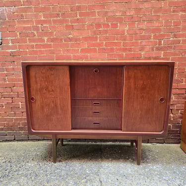 Vintage Danish Teak Tall Credenza Bar