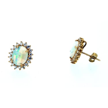 Opal and Diamond Studs