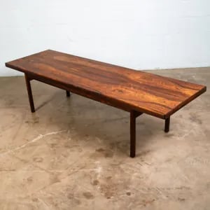 Mid Century Danish Modern Coffee Table Brazilian Rosewood Surfboard Large 79&quot; NM