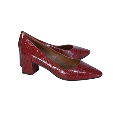 Aquatalia - Ruby Red Croc Embossed Leather Pumps Sz 9