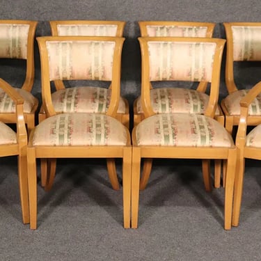 Set of 8 Blonde Mid-Century Modern Hollywood Regency Dining Chairs C1950s