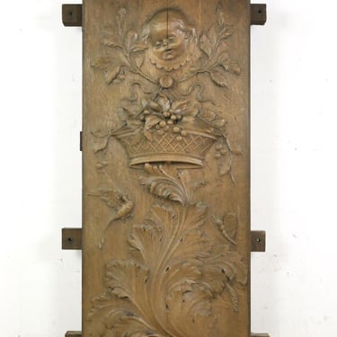 Reclaimed European Carved Wood Fireplace Panel