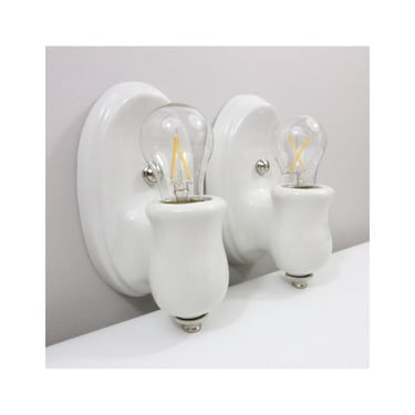 Refurbished Art Deco Ivory Wall Sconces for Bath - Pair - 1920's 1930's - For Hard Wire Use 