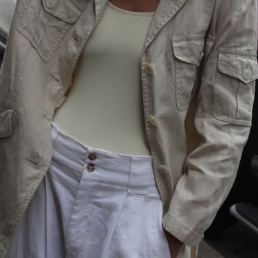 90s Escada Linen Safari Tie Jacket