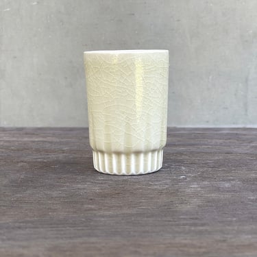 Porcelain Ceramic Sake "Arrow" Cup  -  Glossy Crackle Celedon 