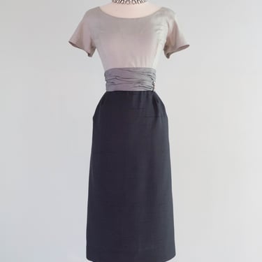 Elegant 1950's NOS Silk Dress & Matching Jacket From Nicholas Ungar / Medium