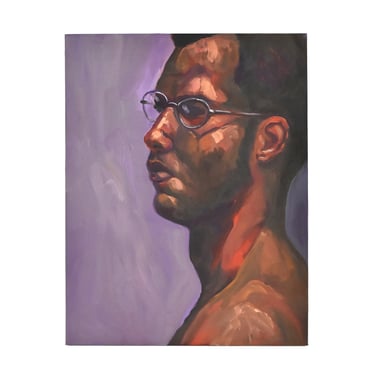 Portrait Oil Painting Young Man with Eyeglasses by Lenell Chicago Artist 