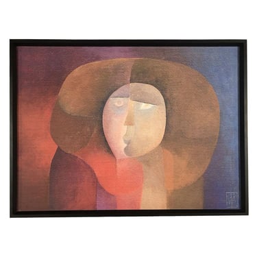 Alberto Valdés Abstract Figurative Portrait Canvas Board Print, Framed 