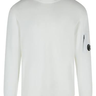 C.P. Company 'Lens' Turtleneck Sweater In White Virgin Wool Blend Men