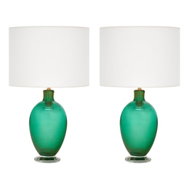 Murano Glass Green and Avventurina Lamps