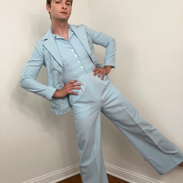 70s Pale blue jumpsuit set 