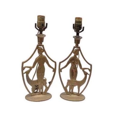 Art Deco Spencer Nude with Deer Lamps 