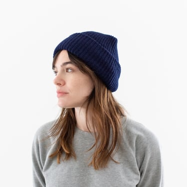 Woven Blue Navy Beanie | Acrylic hat | Watch Cap | ribbed military beanie | Skull Cap | Made in USA 