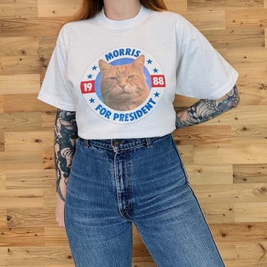 Vintage 1988 Morris The Cat for President Tee Shirt T-Shirt 