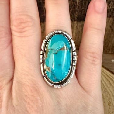 MERLE HOUSE NAVAJO Turquoise and Sterling Silver Ring | Handmade Navajo | Native American Southwestern Jewelry | Size 5 