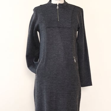 Charcoal Gray Zip Sweater Dress M-M/L