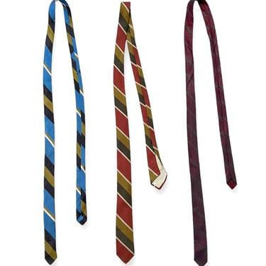 Lot of 3 ~ Vintage 1960s Neckties ~ Striped ~ Rockabilly ~ Mod ~ Preppy ~ Ivy Style ~ Trad ~ Tie / Ties ~ Skinny 