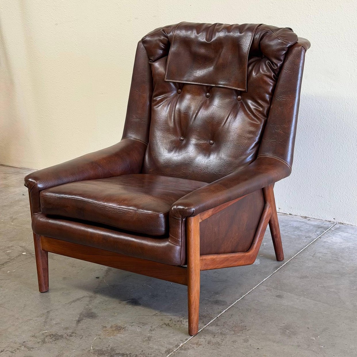 Vintage Danish Leather Lounge Chair Teak Frame Mid | Buko Furniture Co ...