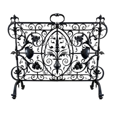 Antique French Wrought Iron Fireplace Screen