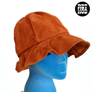 NWOT Vintage 70s Rust-Colored Suede Boho Bucket Hat 