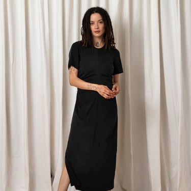 Ali Golden Side Ruched Form Dress - Black on Garmentory