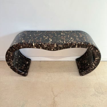 Tessellated Horn Scroll Console Table, Karl Springer *MESSAGE US for shipping quote* 