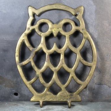 FOR OWL LOVERS! Lovely Brass Owl Trivet | Vintage Brass Hot Pad | Vintage Brass Trivet | Bixley Shop 
