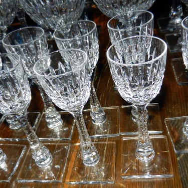 9 Elegant Hawkes Crystal Clear Cut Cordials~Pa tern #7227 Square Base, Tall Pedestal Glasses,  Crystal Clear Brilliant ABP Cut Stemware Rare 