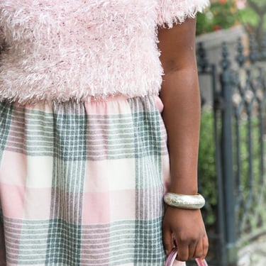 Blush Pink and Light Grey Plaid Skirt