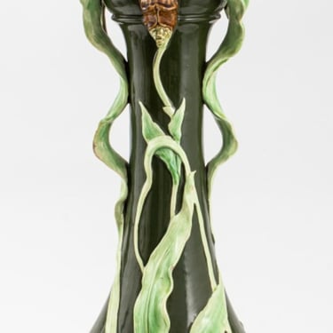 Art Nouveau Majolica Ceramic Plant Stand