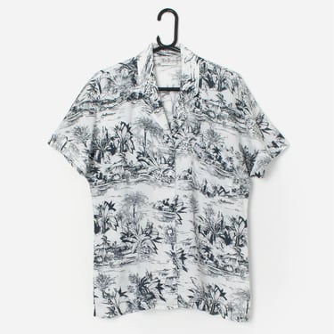Vintage Betty Barclay Hawaiian loose-fit shirt with island scene - Medium 