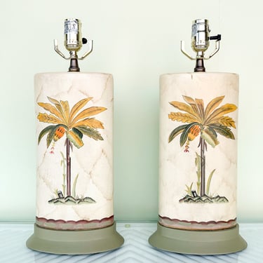 Pair of Hand Painted Palm Tree Lamps