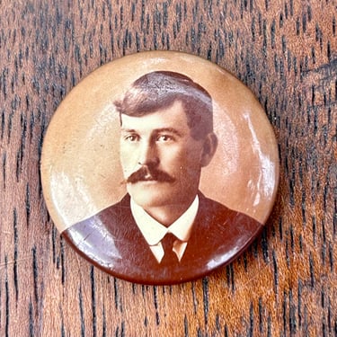 Pin-Lock Portrait Pin Victorian Late 1800s Patent 1898 Man With Mustache Antique jewelry 