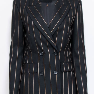 Equipment - Black & Gold Pinstriped Double Breasted Blazer Sz 6