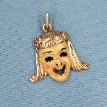 Antique Enameled Mask Charm