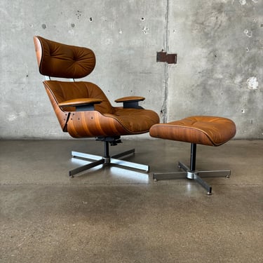 Mid Century Frank Doerner Eames Style Lounge Chair & Ottoman