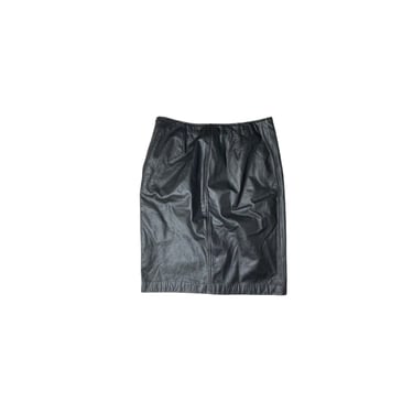 Vintage 90's Nine West Black Leather Pencil Skirt, Size 10 