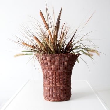 vintage wicker basket vase 