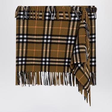 Burberry Check Pattern Wool And Cashmere Scarf Skirt Women