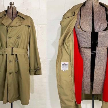 Vintage Rainfair Rain Topcoat Peacoat Khaki Jacket Hipster Coat Trench Coat Winter Liner Classic Minimal Large XL 1960s 
