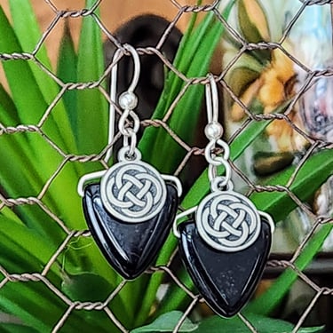 Celtic Black Onyx & Silver Earrings~Artisan Jewelry~Gifts for her 