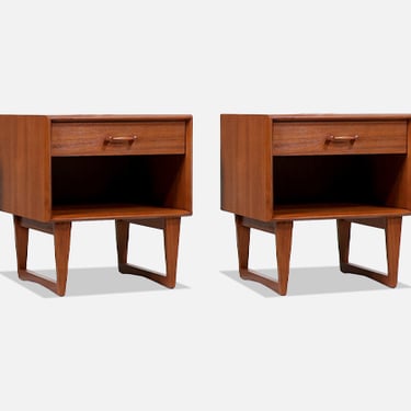 Danish Modern Teak Night Stands with Sculpted Bases