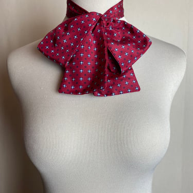70’s Vintage silky women’s neck tie/ pussycat bow accessory~ long thin versatile scarf neckerchief sexy librarian pink fuchsia 