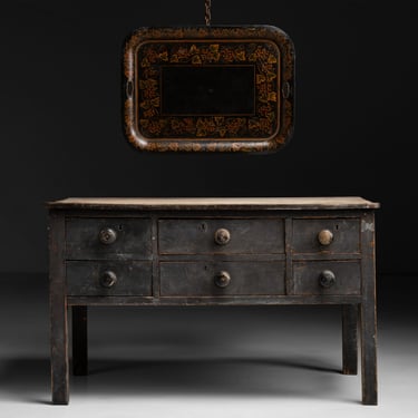 Toleware Tray / Primitive Chest of Drawers