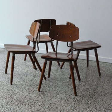 Vintage Industrial Mid Century Modern Hill-Rom School Chairs (Adult Sized) Set of 4 