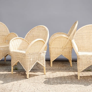 Set of 6 Bamboo Arm Chairs