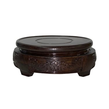 3" Oriental Motif Brown Wood Round Table Top Stand Riser ws2894AE 